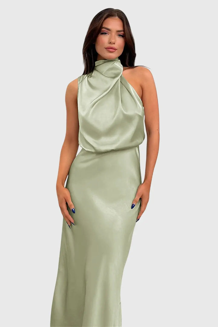 Ava™ | Glamorous Satin Halter Dress Clara Monroe