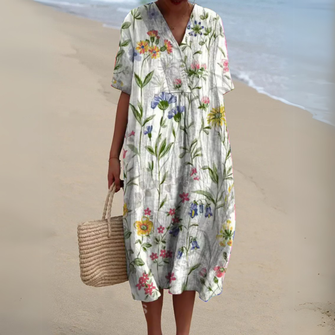 Nathalie - Robe Fleurie Élégante