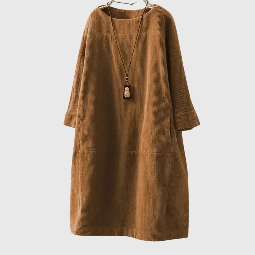 Grace | Relaxed Corduroy Midi Dress Clara Monroe
