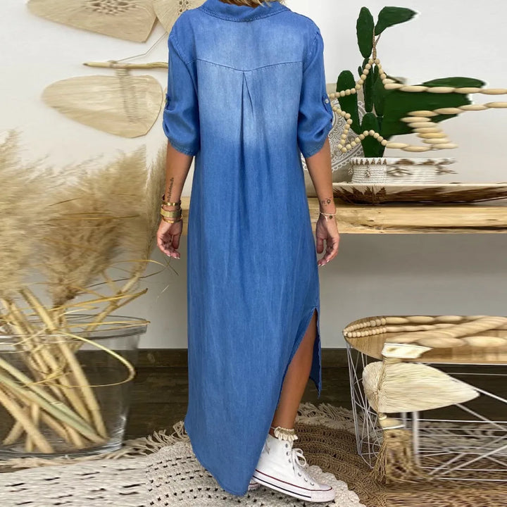 Lea - Robe Longue Détente Denim