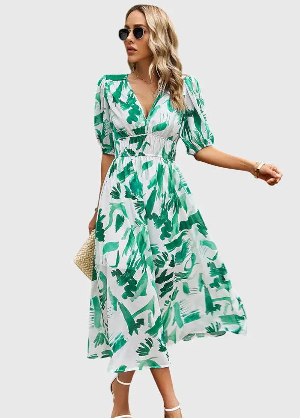 Merlin™ | Flattering Floral Midi Dress Clara Monroe