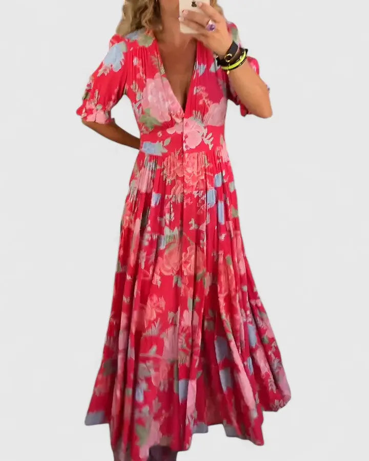 Minelda | Elegant Floral V-neck Dress Clara Monroe