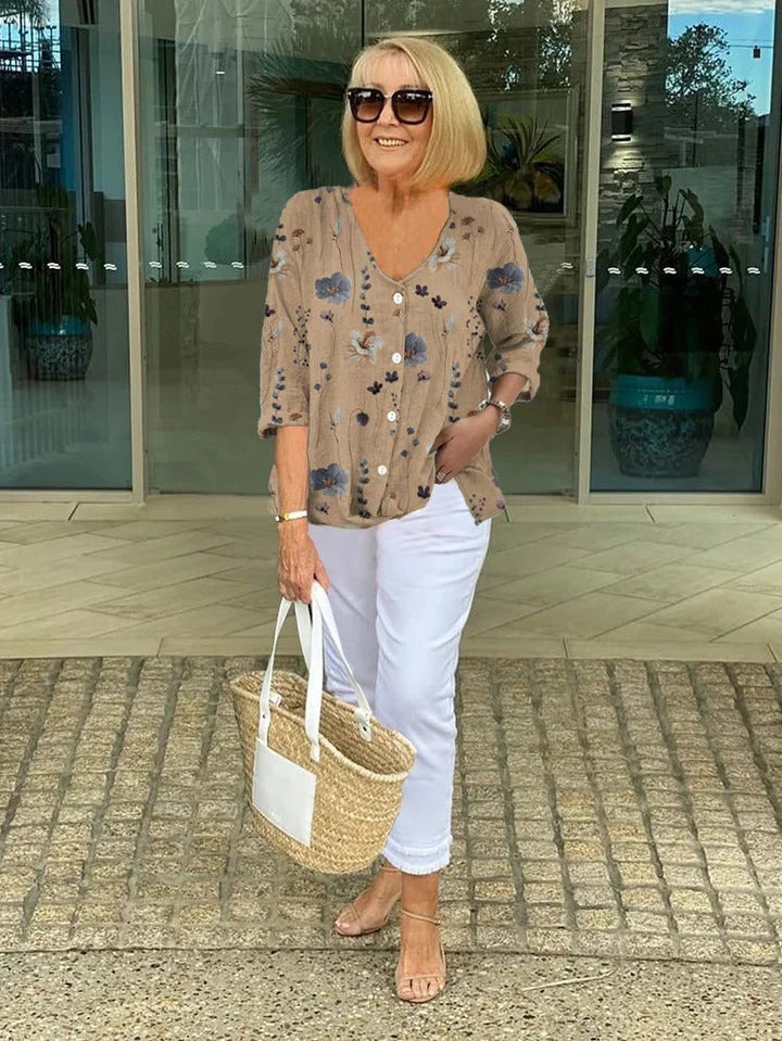 Teresa - Blouse Florale Élegante Avec Boutons