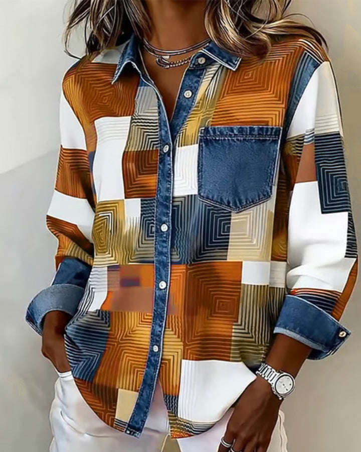 Céline - Chemise à Blocs de Couleur