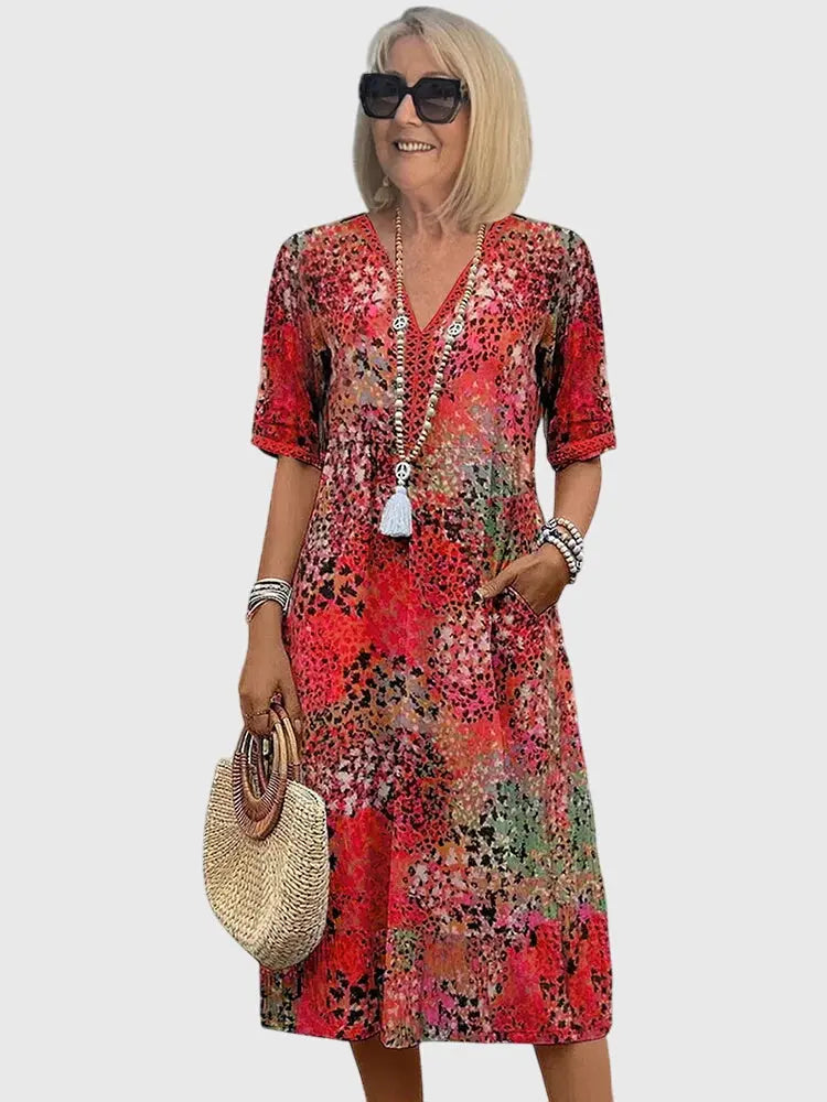 Bella | Elegant Floral Midi Dress Clara Monroe