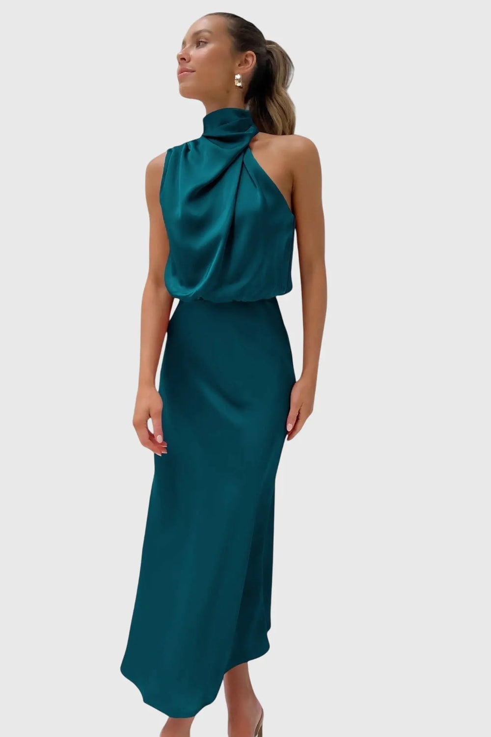 Ava™ | Glamorous Satin Halter Dress Clara Monroe
