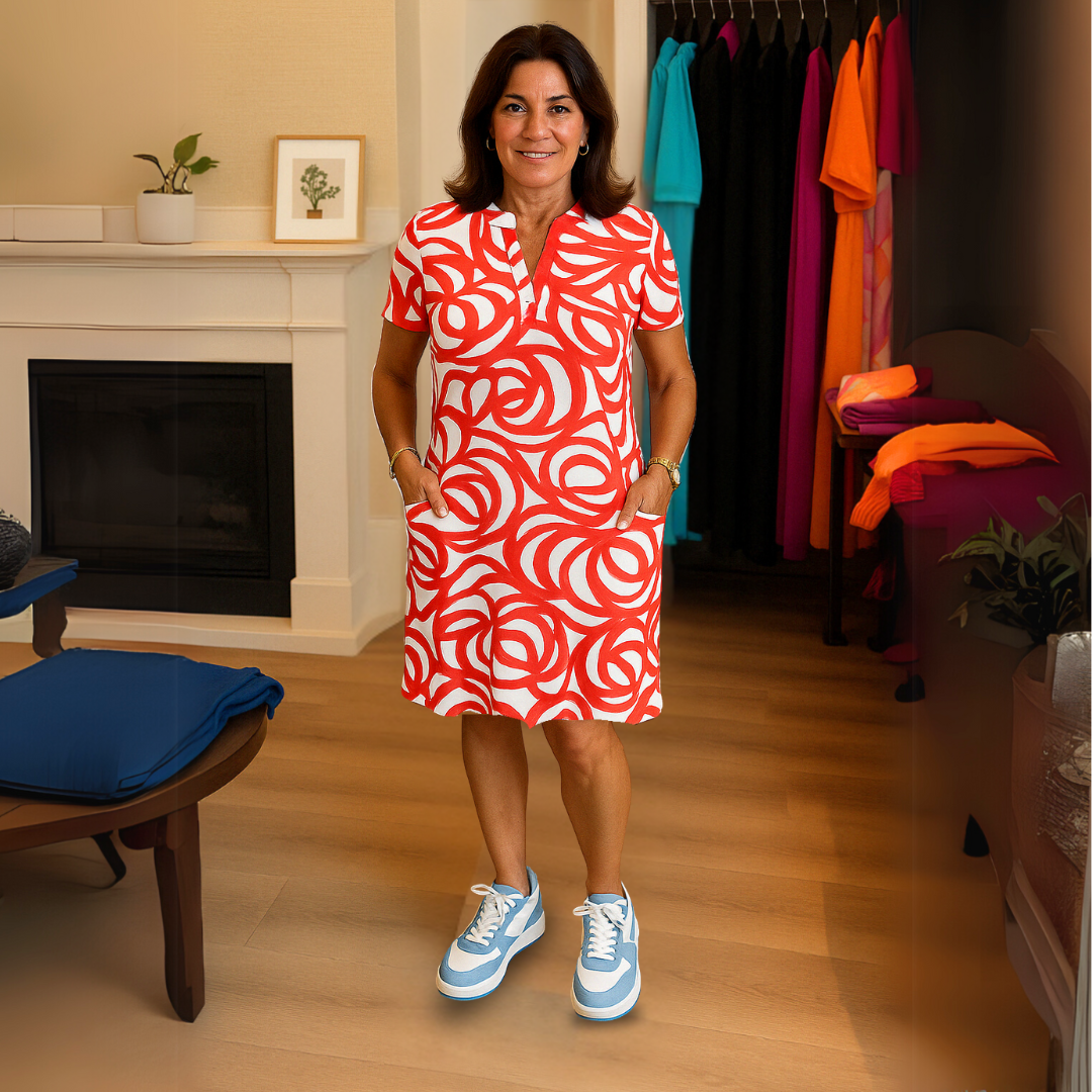 Monique - Robe imprimée à décolleté en V