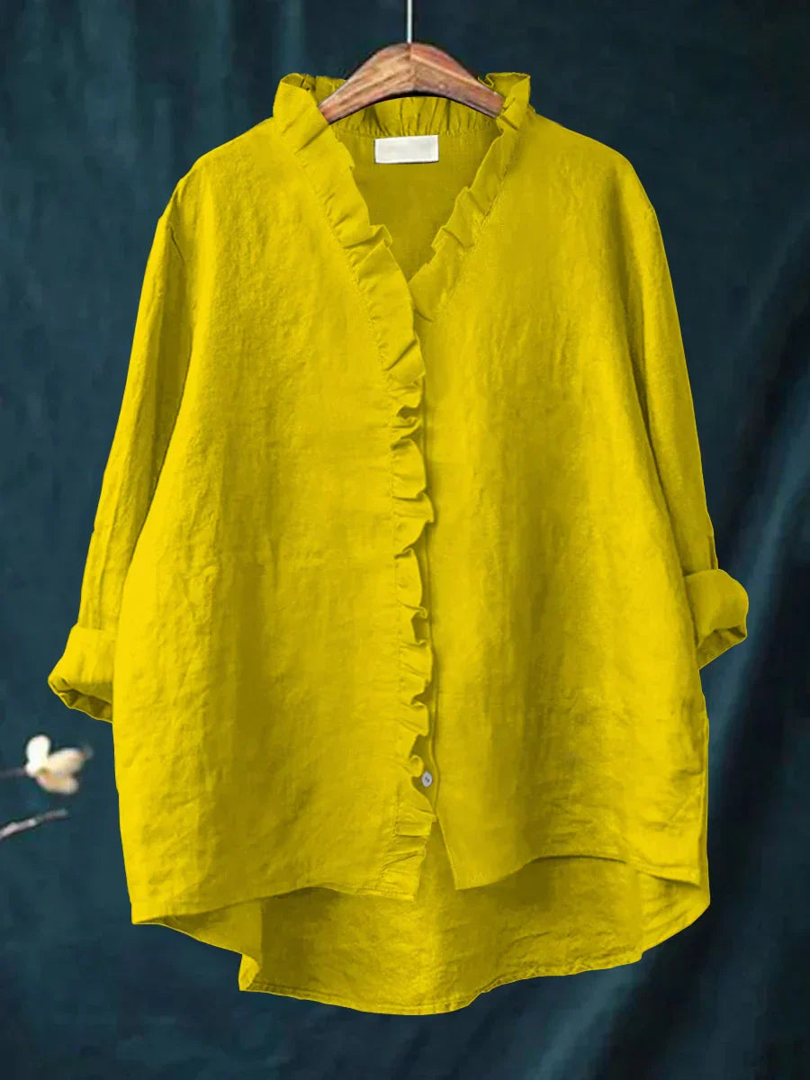 Marja | Cotton and Linen Blouse with Ruffles