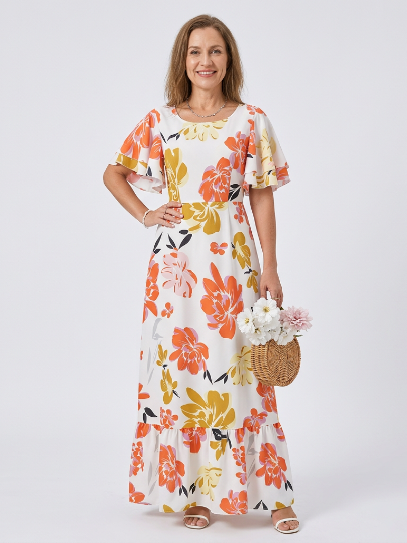 Elowen | Round Neck Short Sleeve Tiered Maxi Dress Local Neighbours Sedona