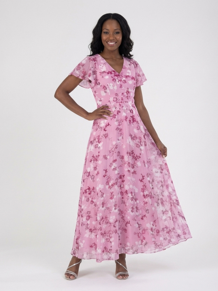 Ismeria | Floral Chiffon Maxi Dress Local Neighbours Sedona