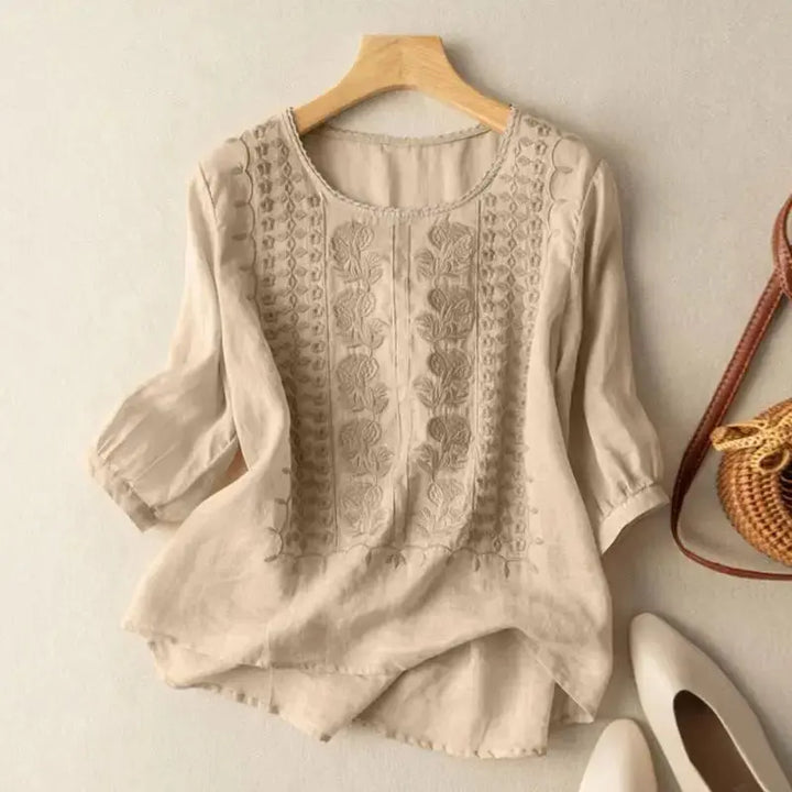 Aurora – Embroidered Relaxed Blouse Claire's Coastal Boutique Seaside