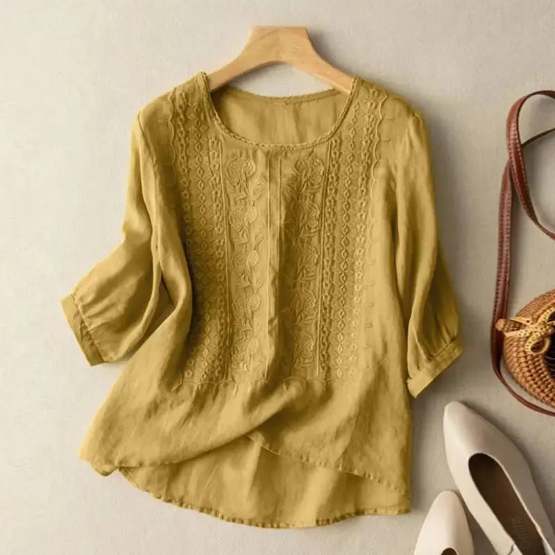 Aurora – Embroidered Relaxed Blouse Claire's Coastal Boutique Seaside