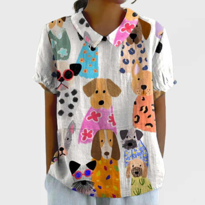 Tessa | Dog Print Shirt