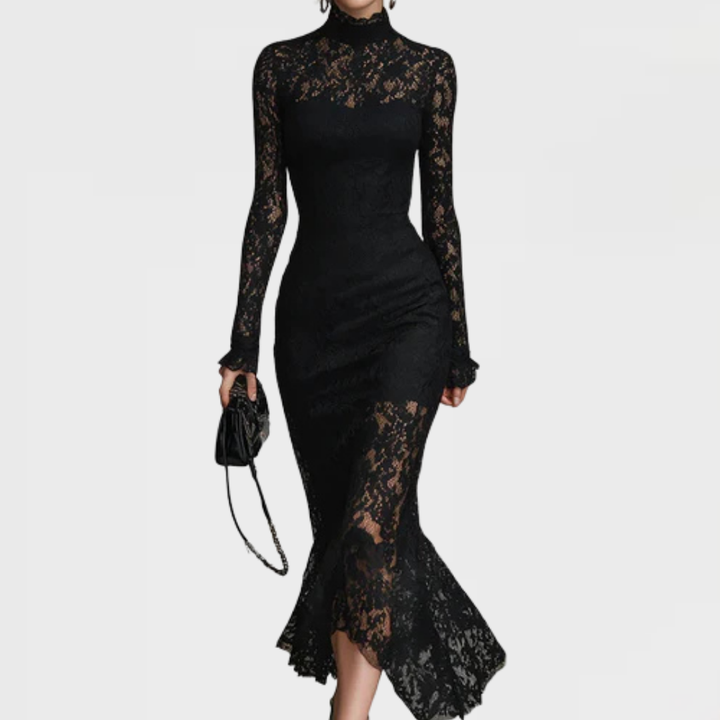 Monica | Elegant Lace Fishtail Maxi Dress