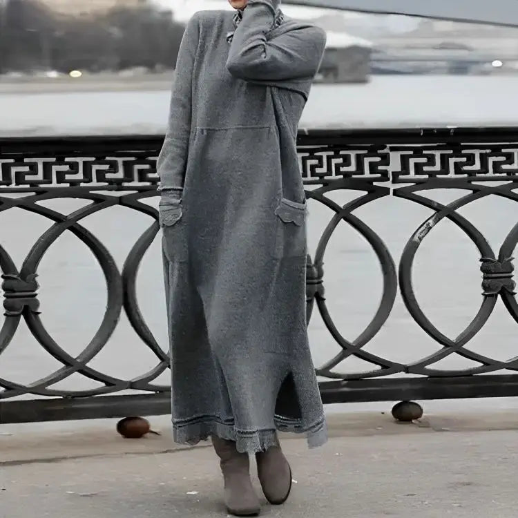 Mara Knitted Maxi Dress – Cozy Long Sleeve Oversized Winter Dress Clara Monroe