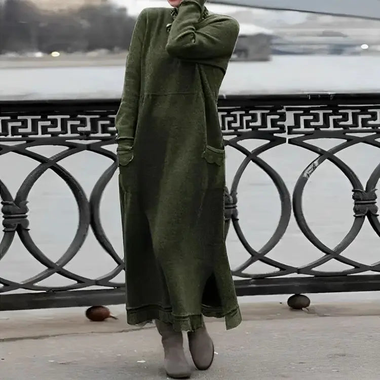 Mara Knitted Maxi Dress – Cozy Long Sleeve Oversized Winter Dress Clara Monroe