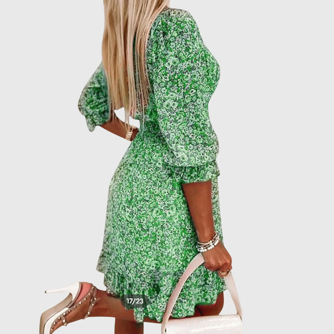 Elisa™ | Floral Puff Sleeve Dress Clara Monroe