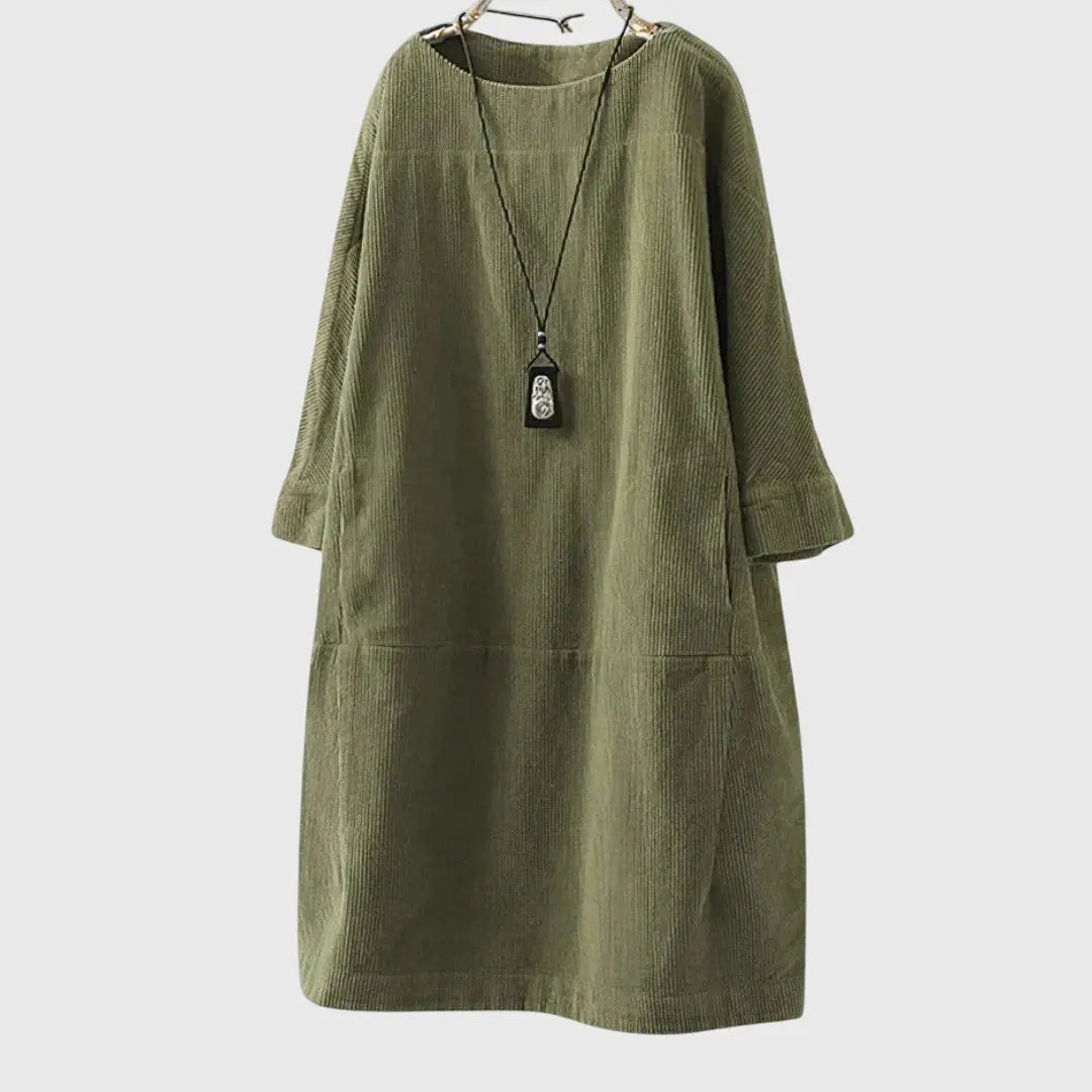 Grace | Relaxed Corduroy Midi Dress Clara Monroe