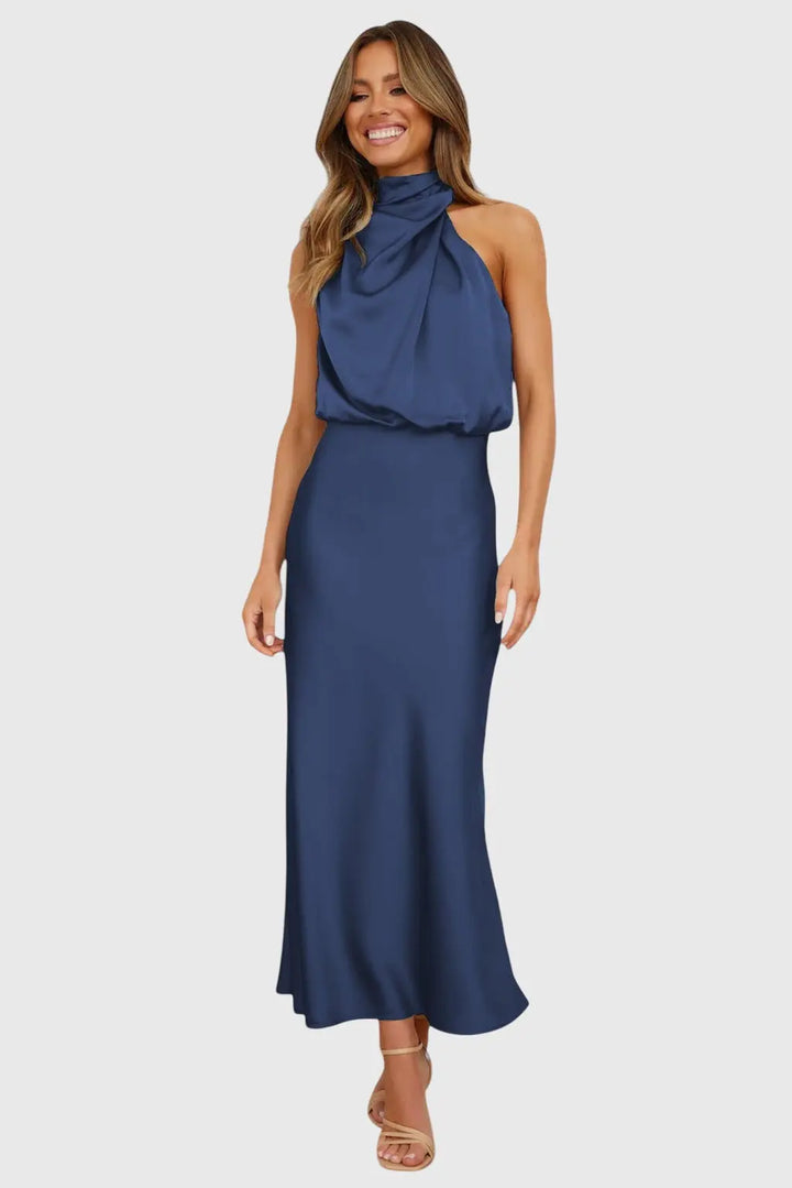 Ava™ | Glamorous Satin Halter Dress Clara Monroe