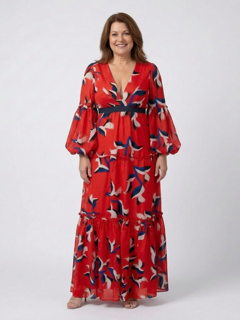 Isolde | V Neck Tie Waist Long Sleeve Maxi Dress Local Neighbours Sedona