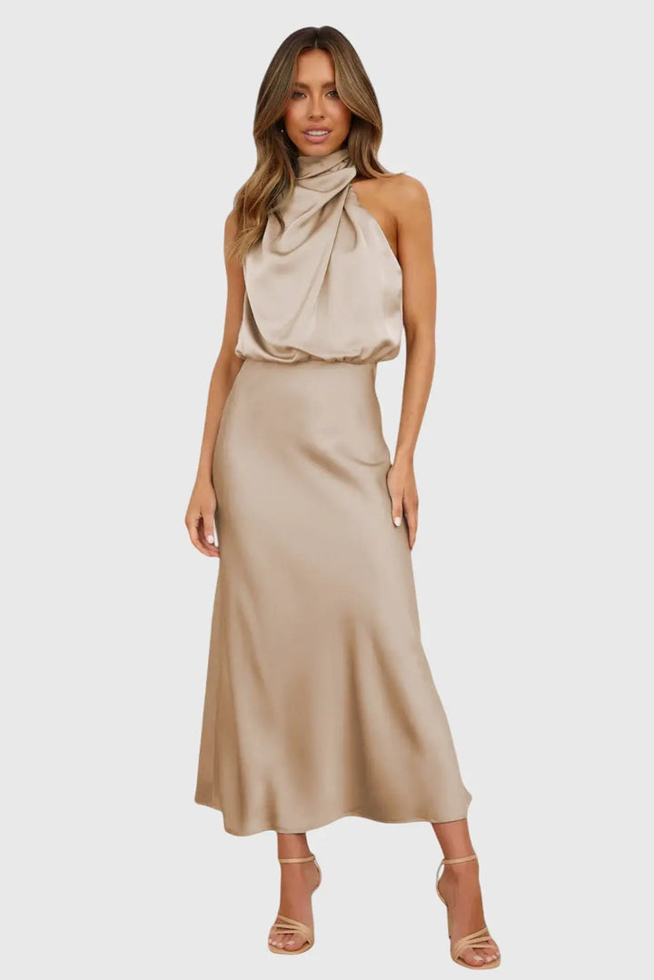 Ava™ | Glamorous Satin Halter Dress Clara Monroe