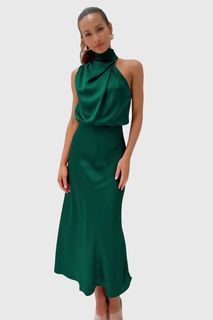 Ava™ | Glamorous Satin Halter Dress Clara Monroe