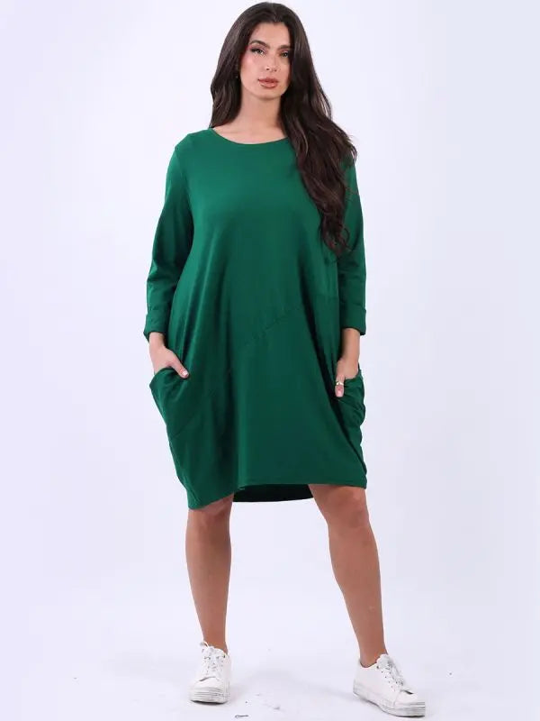 Plain Side Pockets Ladies Cotton Dress Clara Monroe