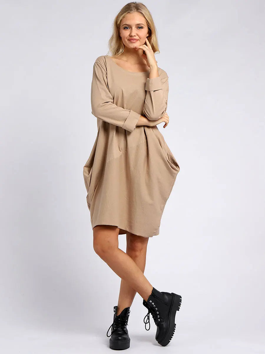 Plain Side Pockets Ladies Cotton Dress Clara Monroe