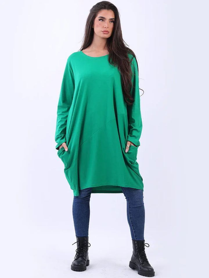 Plain Side Pockets Ladies Cotton Dress Clara Monroe