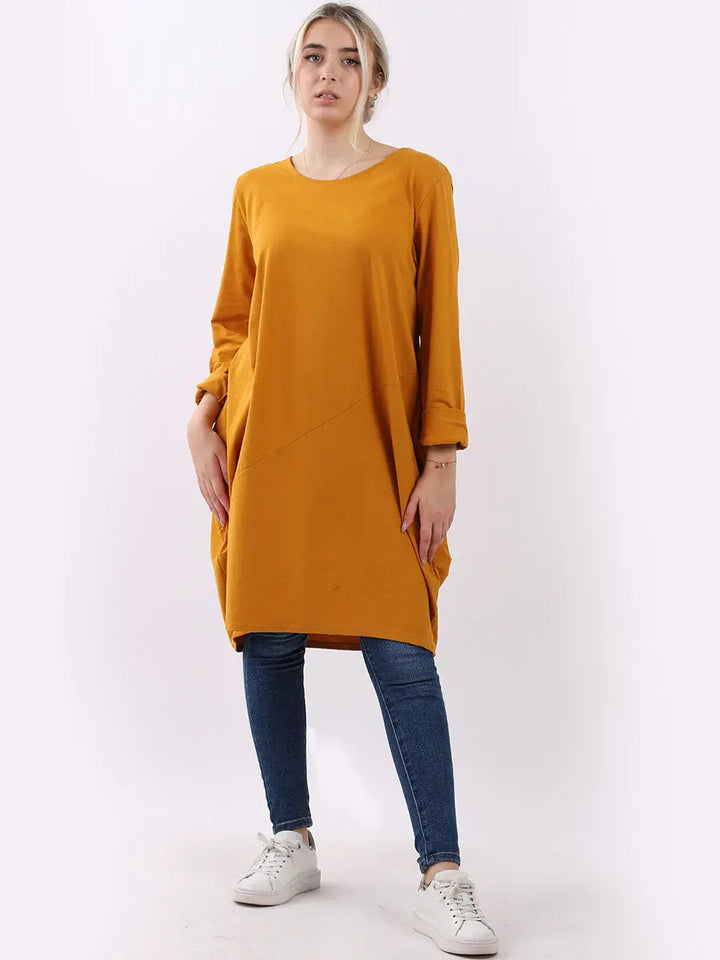 Plain Side Pockets Ladies Cotton Dress Clara Monroe