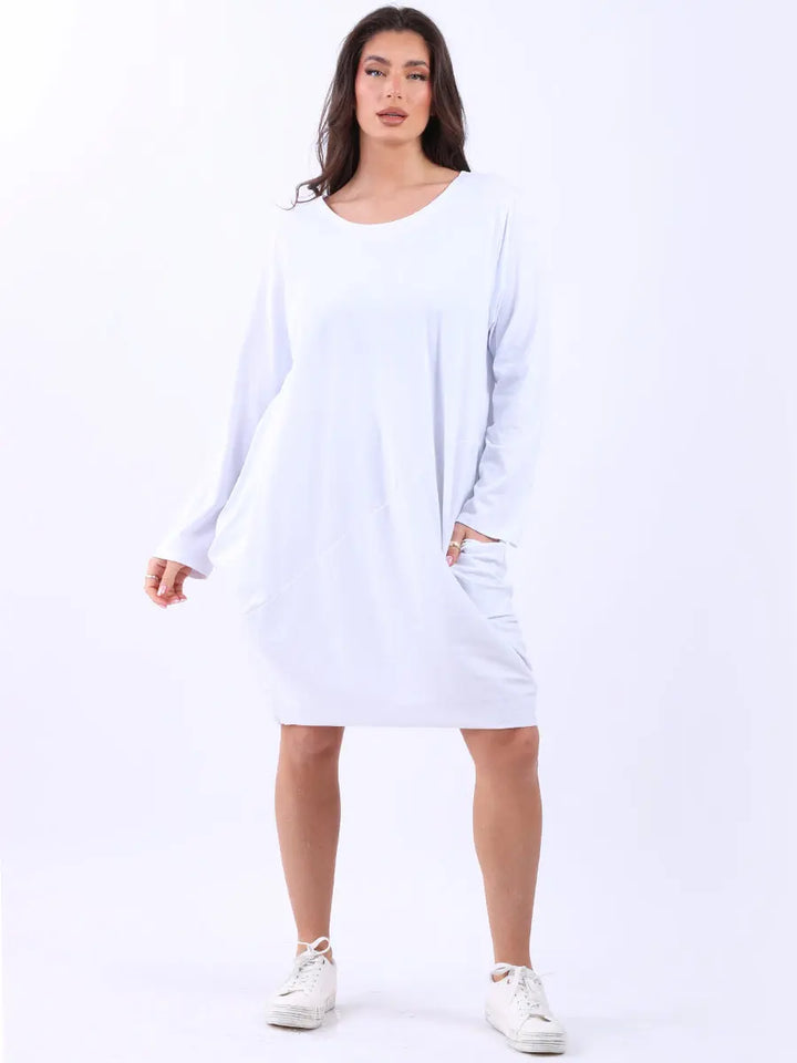 Plain Side Pockets Ladies Cotton Dress Clara Monroe