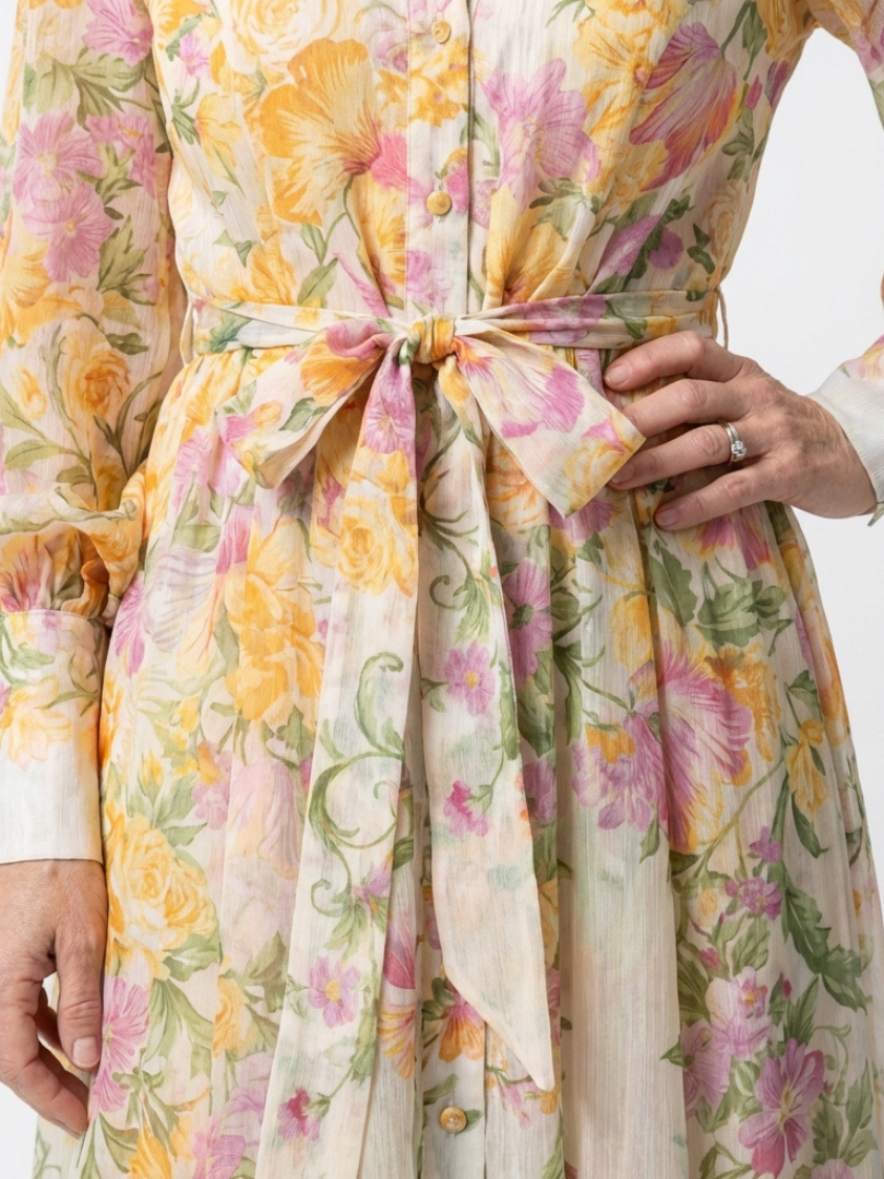 Cressida | Floral Sheer Long Sleeve Maxi Dress Local Neighbours Sedona