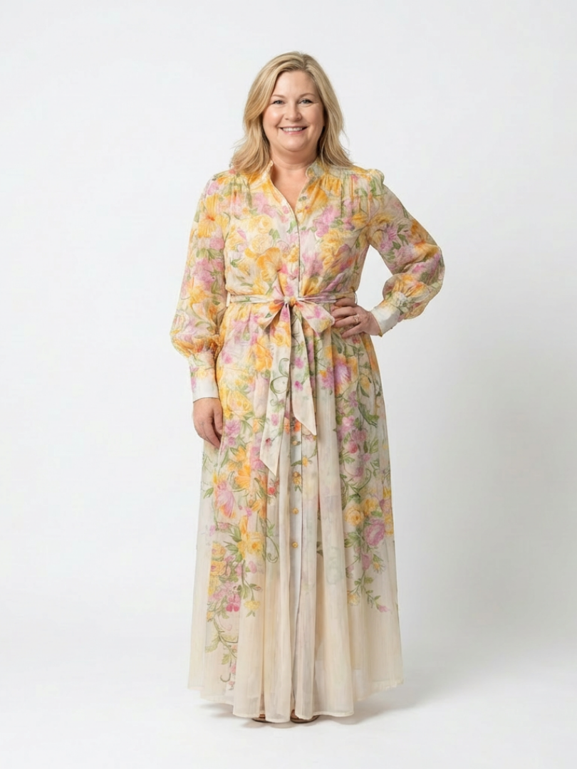 Cressida | Floral Sheer Long Sleeve Maxi Dress Local Neighbours Sedona